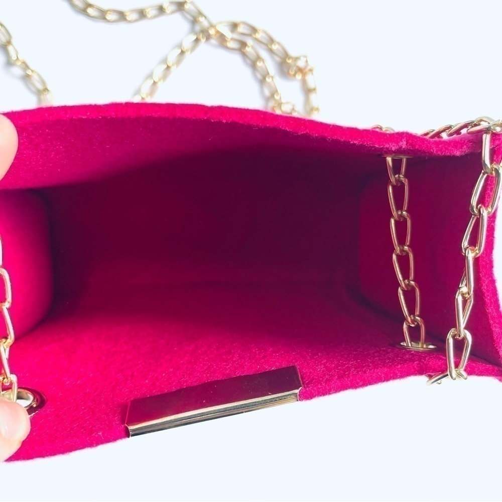 NWOT Barbie Style Hot Pink Square Evening Bag Women Mini Purse Girls - Picture 7 of 13